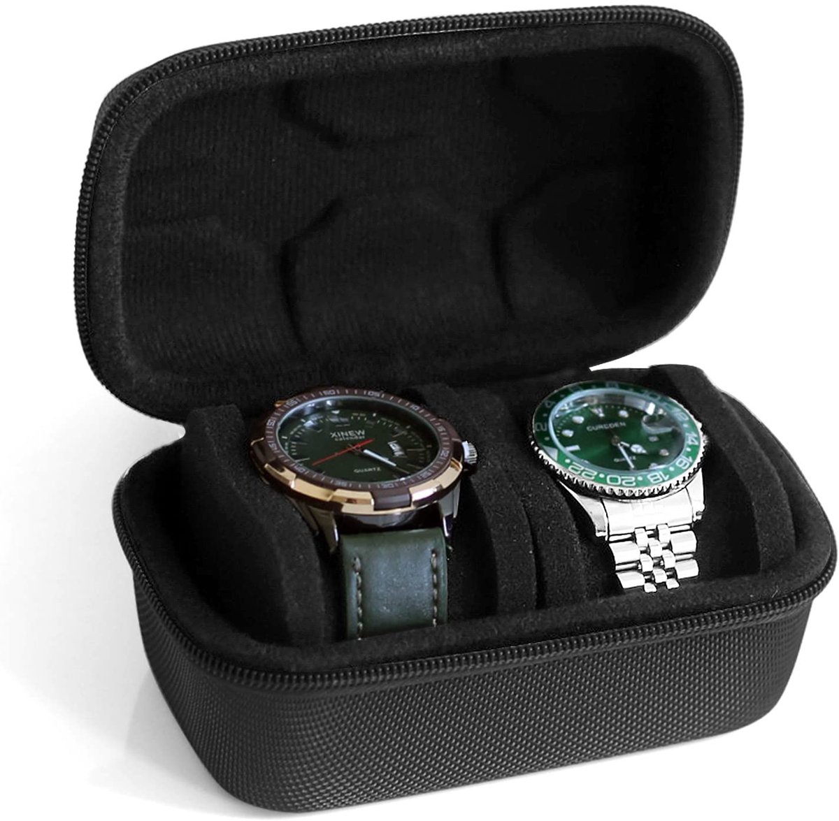 Besforu Horloge Reiskoffer voor Mannen en Vrouwen, Draagbare Opbergdoos en Organizer voor Polshorloges en Smartwatches (Zwart (2 Compartimenten)