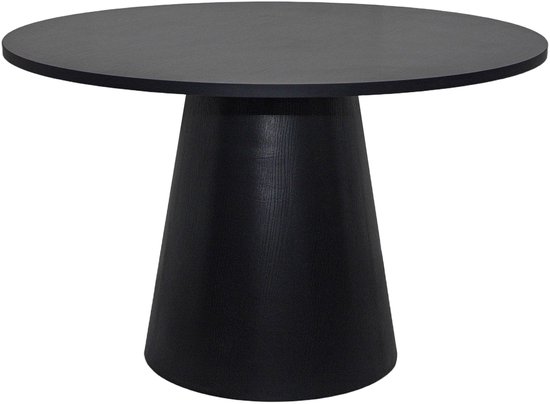 Oviala - Table à manger ronde scandinave 120 cm aspect bois noir - Noelie