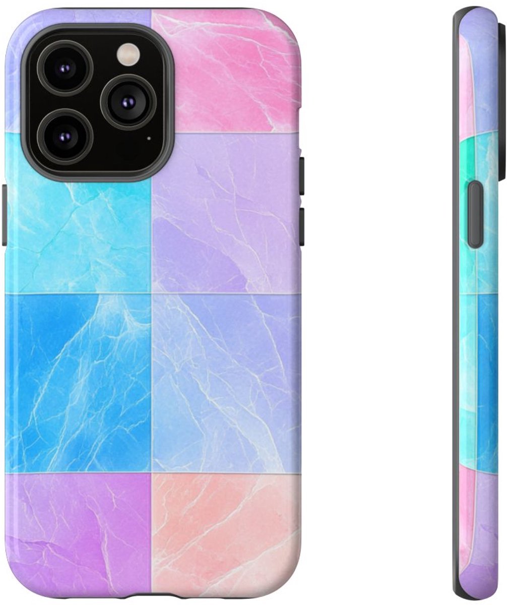 Pastelkleurige Marmertegels met Kleuroverloop – Telefoonhoesje Geschikt voor iPhone 14 Pro Max