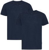 T-shirt DANISH ENDURANCE 100 % laine mérinos - Sous-vêtement léger et anti-odeurs - Col rond - Homme - Bleu marine - Lot de 2 - Taille L