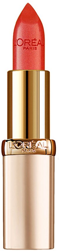 Gouden huls met een glinsterende oranje-rode lipstick punt.