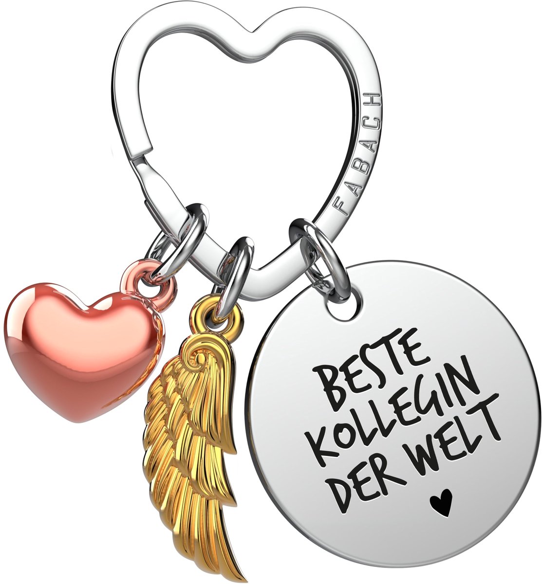 FABACH Beste Collega Sleutelhanger Beschermengel Geluksbrenger met Hart en Gravure - Afscheid Collega Afscheidscadeau - Cadeaus Werk Collega Cadeau voor Collega met Hart