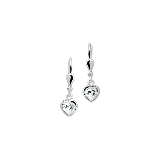 Yep! - Boucles d'oreille Coeur Zircone et Crochet Brisur - Argent