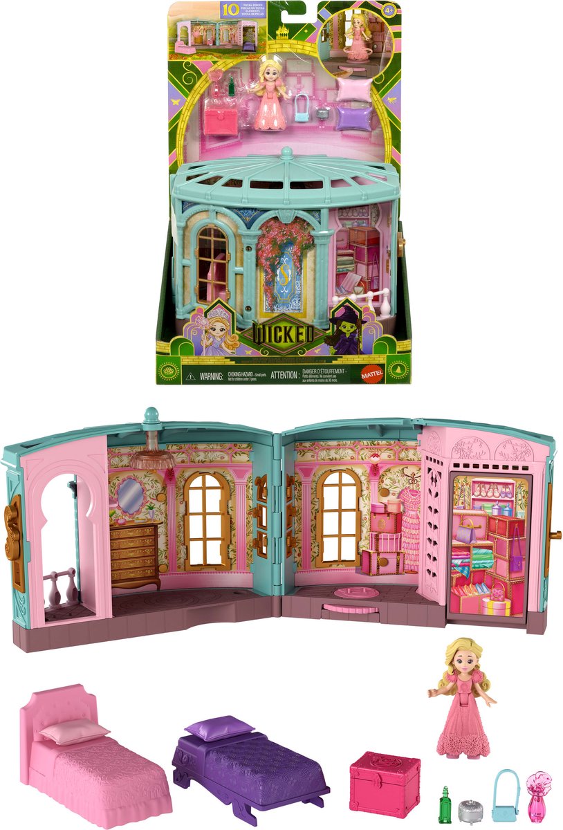 Wicked Populaire Slaapzaal - speelset met kleine pop - 3 speelplekken