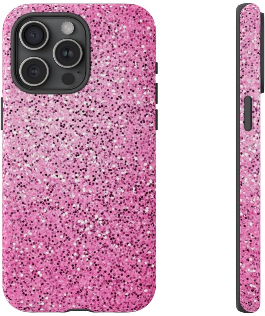 Roze Glitter Sprankelstructuur – Telefoonhoesje Geschikt voor iPhone 15 Pro Max