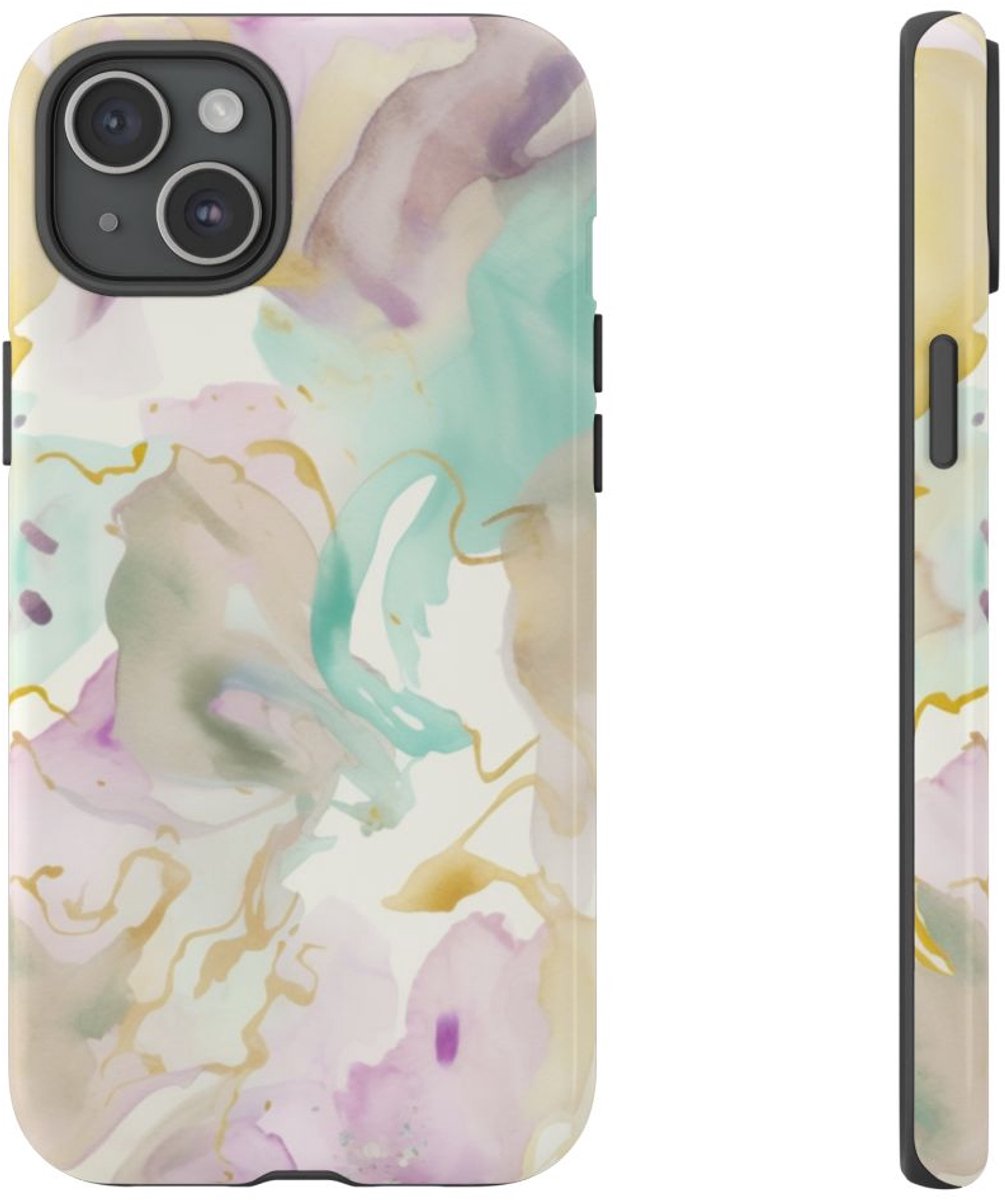 Zachte Waterverf Abstract Fluid Design – Telefoonhoesje Geschikt voor iPhone 15 Plus