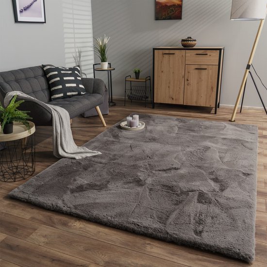 Paco Home Vloerkleed Woonkamer Hoogpolig Zacht Konijnenbont Imitatiebont Shaggy Zand Crème, Maat:120x160 cm