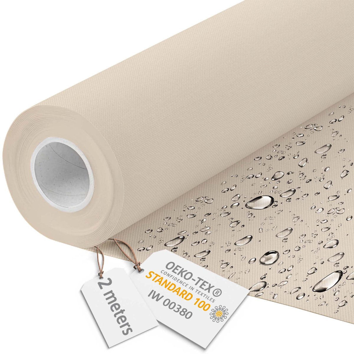 DreamRoots Canvas Waterdicht - Meubelstof per meter 160 cm breed - Waterafstotende stof 220 g/m2 600D - Luifelstof Waterdicht per meter Crème 2M