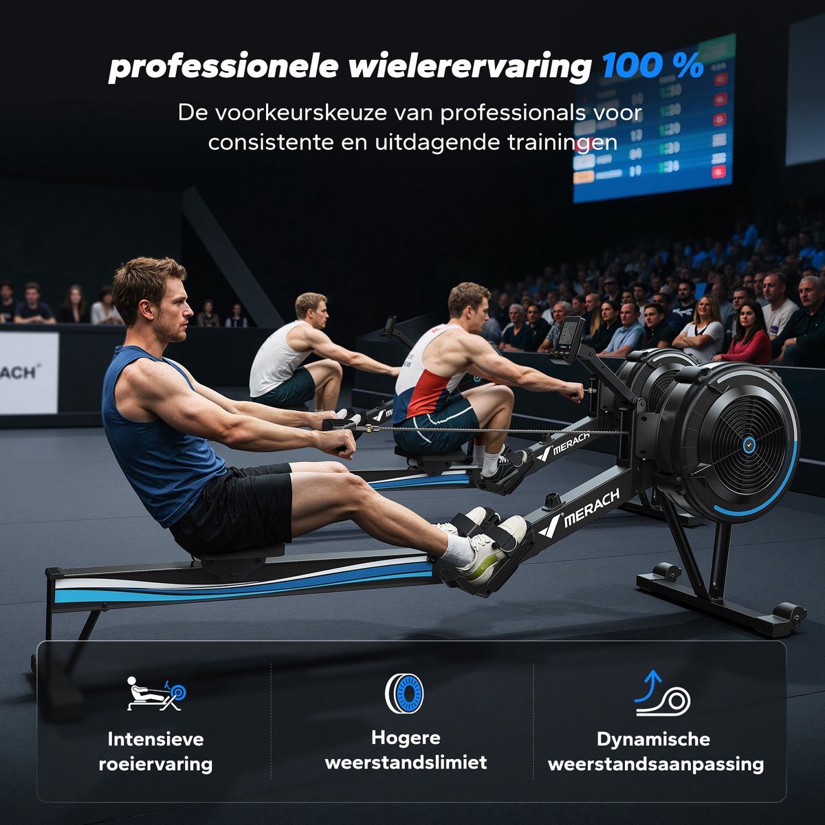 MERACH Roeimachine Inklapbaar met Bluetooth Zwart - afbeelding 3
