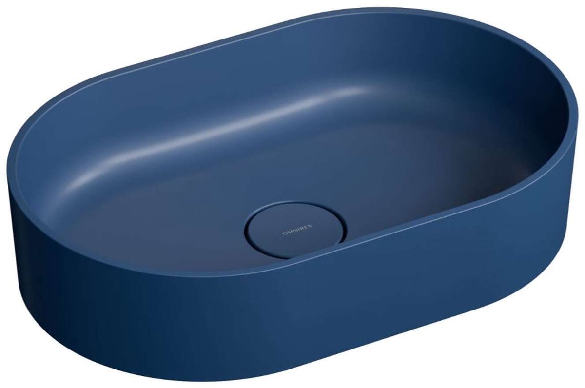 OMNIRES Ovo M+ - Opzetwastafel, 55x36 cm, zonder overloop, blauw OVOUNMB