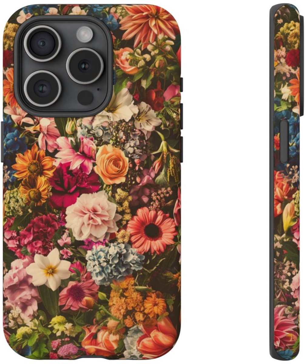 Kleurrijk Bloemenpatroon – Telefoonhoesje Geschikt voor iPhone 15 Pro