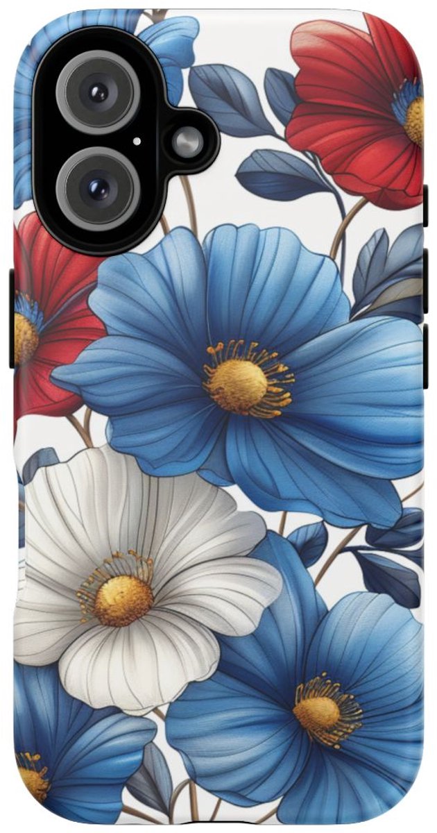 Mat Bloemenpatroon – Telefoonhoesje Geschikt voor 16 Pro Max