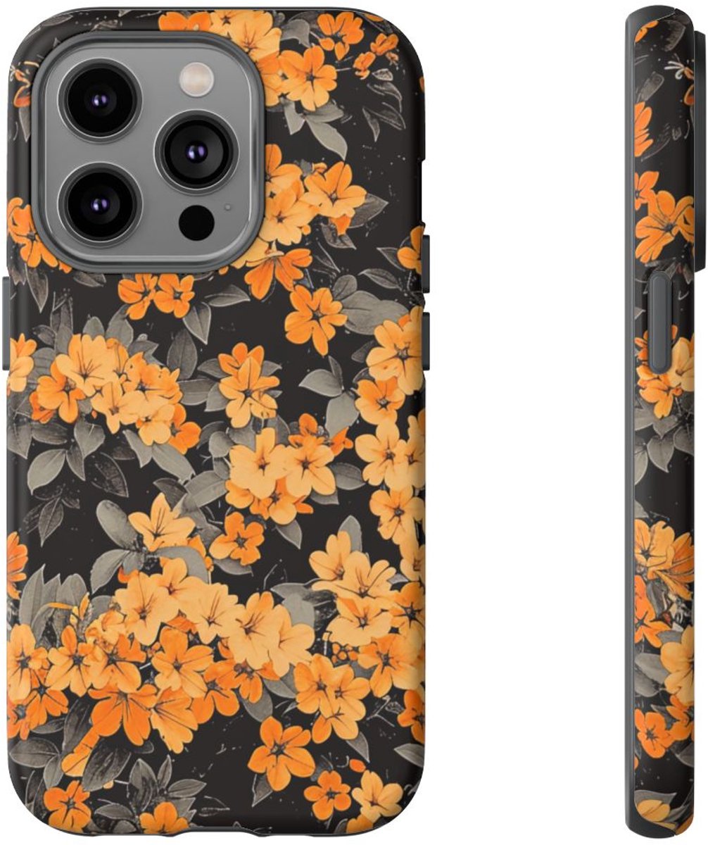 Levendige Oranje Bloemen – Telefoonhoesje Geschikt voor iPhone 14 Pro