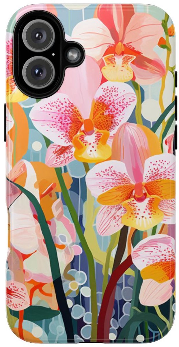 Kleurrijke Orchideeën Illustratie – Telefoonhoesje Geschikt voor iPhone 16 Plus