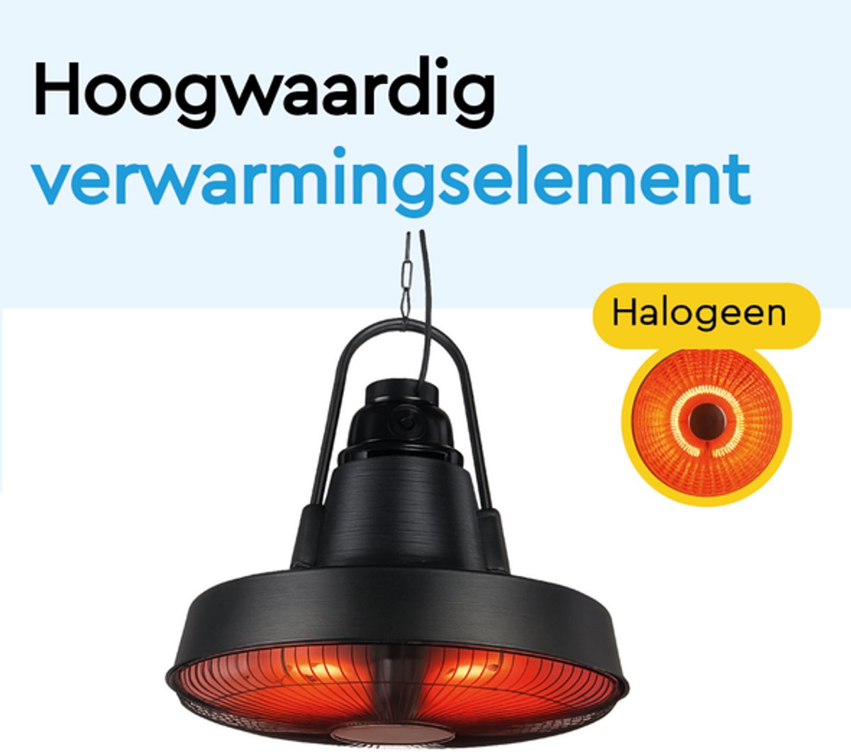 BRASQ Retro Elektrische Terrasverwarmer hangend – 3 warmtestanden – met afstandsbediening – IP24 -Spatwaterdicht - Voor binnen en buiten – 1500 W – foto 8