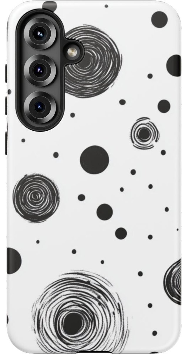 Zwart Handgetekend Cirkels Patroon – Telefoonhoesje Geschikt voor Galaxy S25 Plus