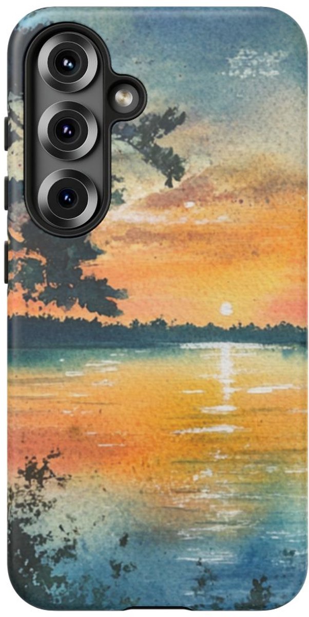 Zeilboot bij Schemering in Aquarel – Telefoonhoesje Geschikt voor Galaxy S25