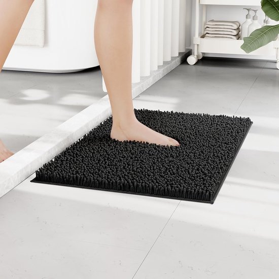 Luxe Antislip Chenille Badmat Voor De Badkamer, Extra Zacht Dik Shaggy Badmat Machinewasbare Sneldrogende Badmat Voor Bad Douche En Badkamermat Groen 41x63 Cm