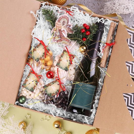3 verpakkingen decoraties voor geschenkdozen verpakking van kunststof voor verzending geschenkmandvulling versnipperd papier wit knisperpapier in massa vulling materiaal