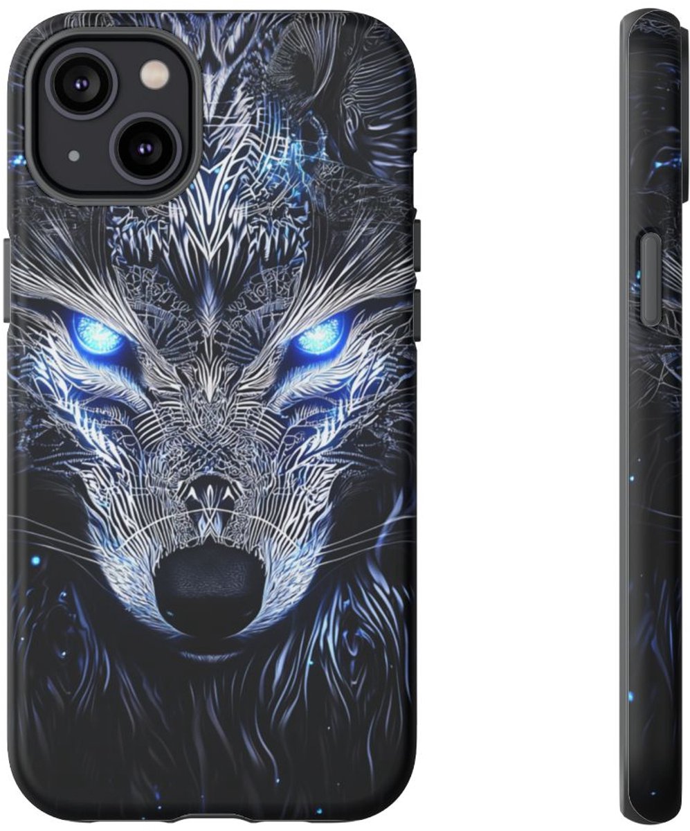 Majestueuze Wolf met Gloeiende Ogen – Telefoonhoesje Geschikt voor iPhone 14 Plus