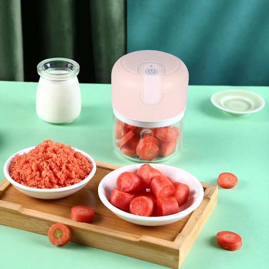 Blender - Blender to go - Foodprocessor - Mini Blender - 250ml - Oplaadbare - Geschikt voor babyvoeding - groenten in smoothies - chili - groenten - noten - fruit in vlees - roze van Merkloos — afbeelding 2
