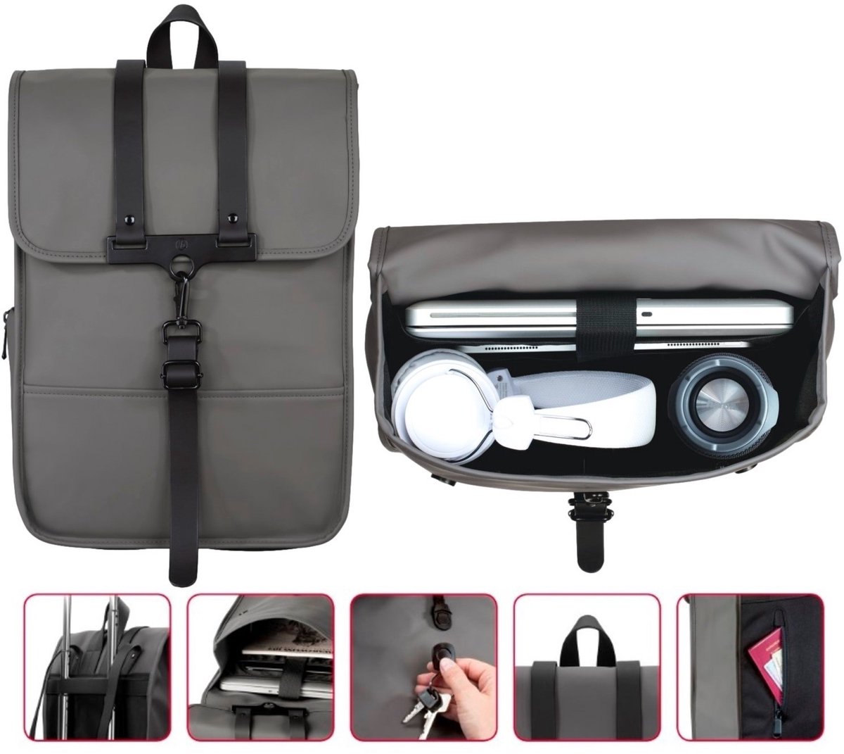 Hama Notebook-rugzak "Perth", tot 40 cm (15,6"), grijs