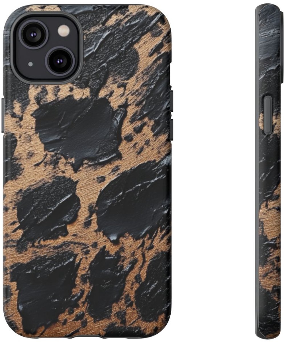 Zwart-Bruin Abstract Patroon met Textuur – Telefoonhoesje Geschikt voor iPhone 14 Plus