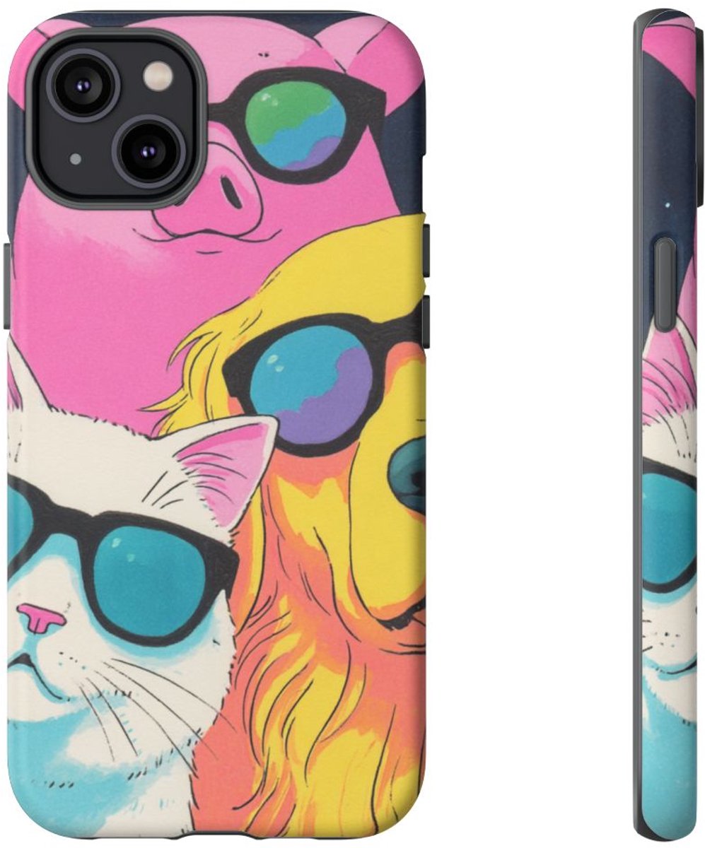 Coole Varken, Kat en Hond met Zonnebrillen – Telefoonhoesje Geschikt voor iPhone 14 Plus