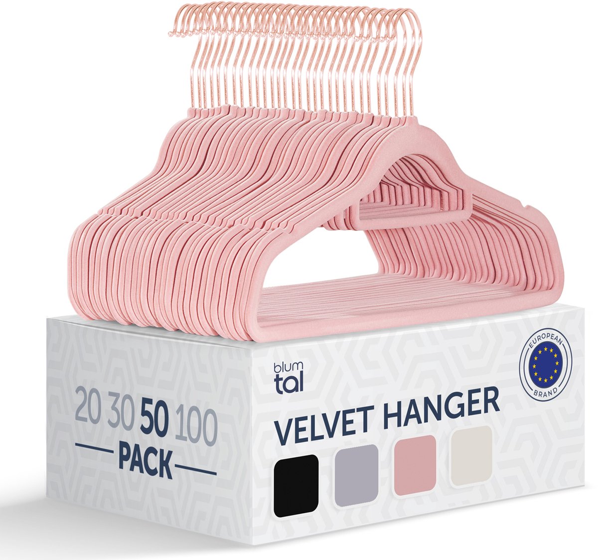 Blumtal - Kledinghangers - Velvet - Fluweel - Rose Gold - Roze - 50 stuks