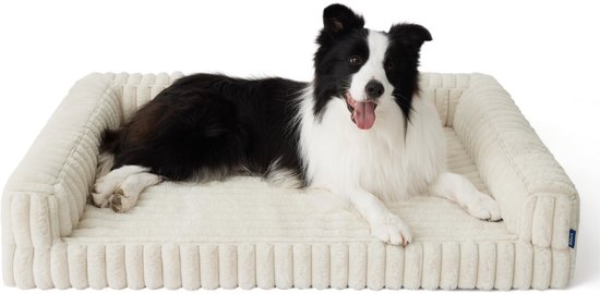 Bedsure Orthopedisch hondenbed voor grote honden, 112 x 81 x 7,6 cm, hondenkussen, wollige hondenmat, wasbaar, zwarte hondenmatras voor grote honden
