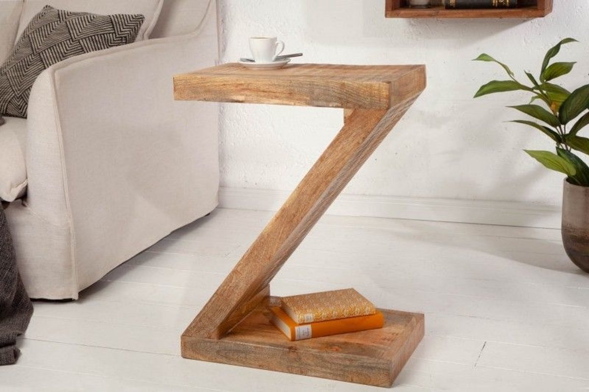 Invicta Interior Massieve bijzettafel Z 45cm mangohout Z-vorm met de hand gemaakt - 41002 Zie omschrijving