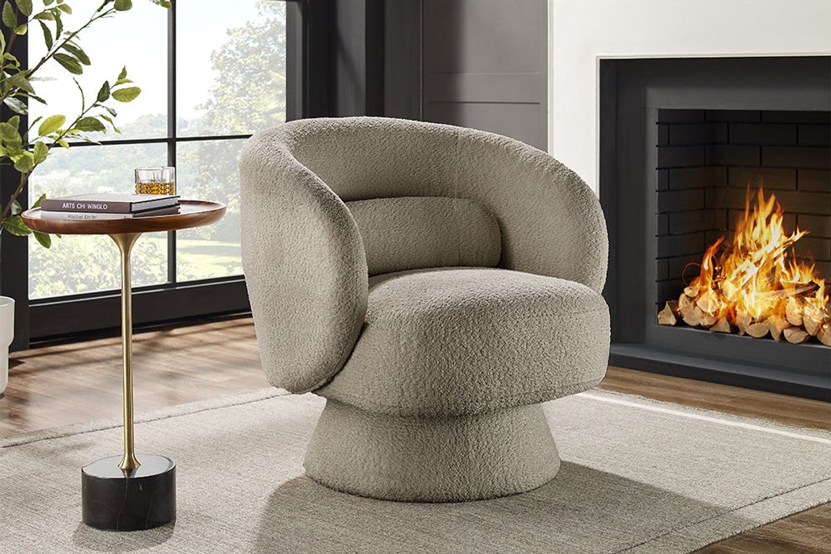 Design draaifauteuil BOSSA NOVA taupe bouclé - 43527