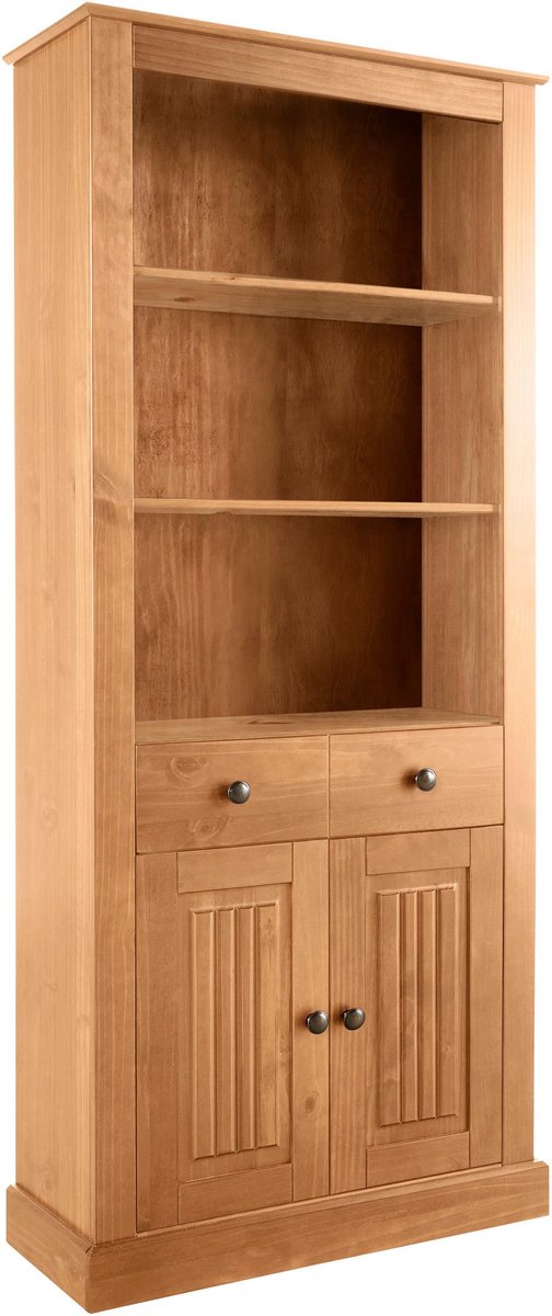 Notio Living Mille-Boekenkast - 2-deurs 1-lade - Wit Gebeitst Bruin