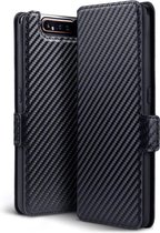 Samsung Galaxy A80 Bookcase hoesje - CaseBoutique - Effen Zwart (Carbon-look) - Kunstleer