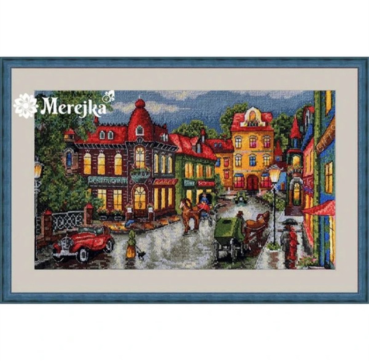 Merejka borduurpakket de oude stad k059 met telpatroon