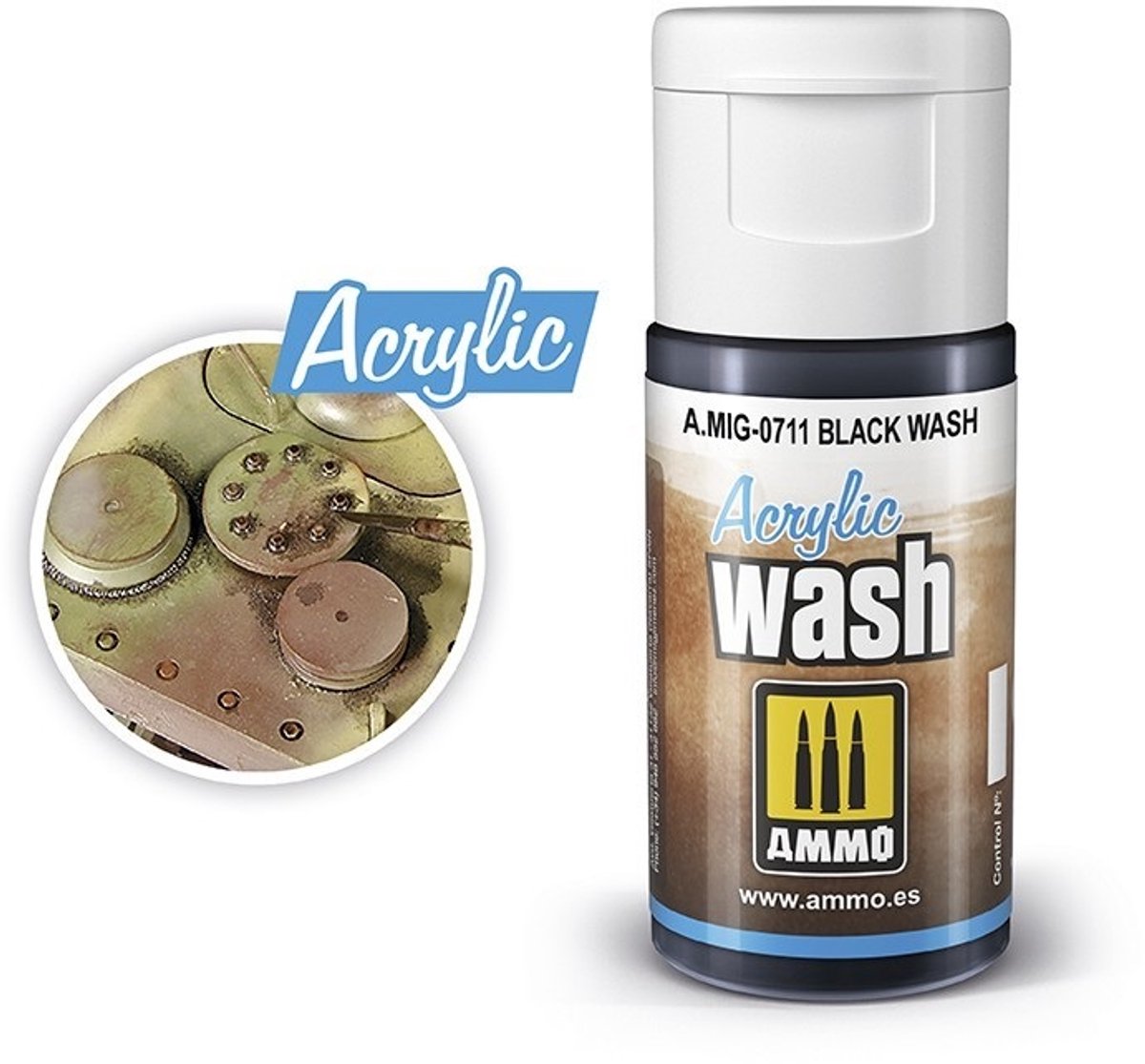 AMMO by Mig Jimenez Modelbouwdecoratie - MIG 0711 Acrylic Wash Black - 15ml Effecten potje