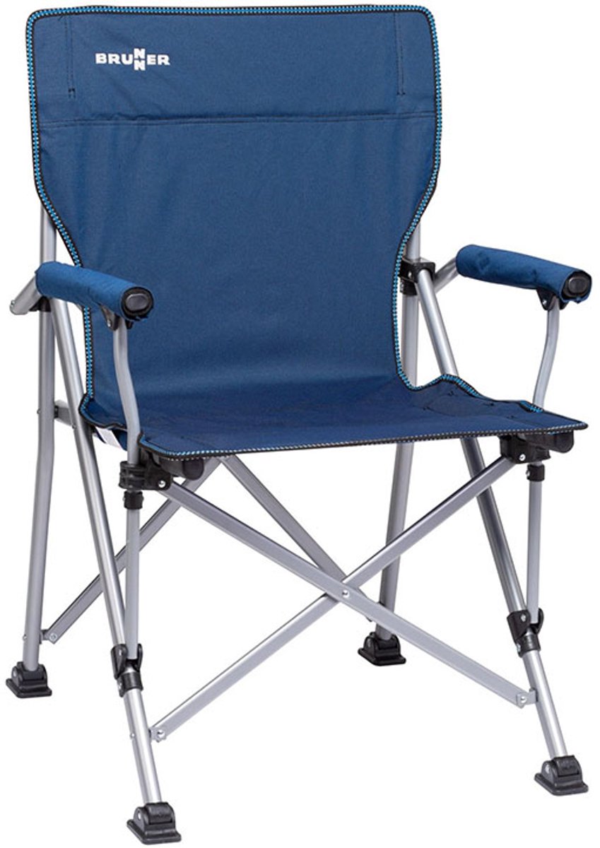 Brunner Klapstoel Cruiser - Blauw - Stalen Frame - Versterkte Polyester Zitting - Lichtgewicht 4,6 kg - 110 kg Draagkracht - 94 x Ø16 cm Ingeklapt