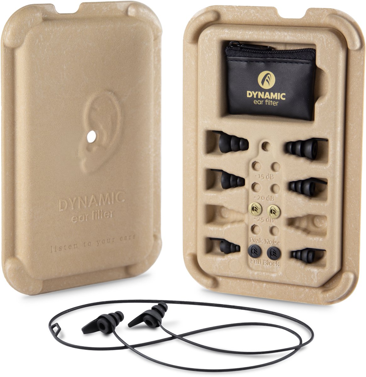 DYNAMIC ear filter -25dB Herbruikbare Oordoppen – Gehoorbescherming voor Slapen, Drums, Harde Muziek en Elektrisch Gereedschap – Comfortabel met 4 Maten – Inclusief Etui en Koord – Nederlands Kwaliteitsproduct