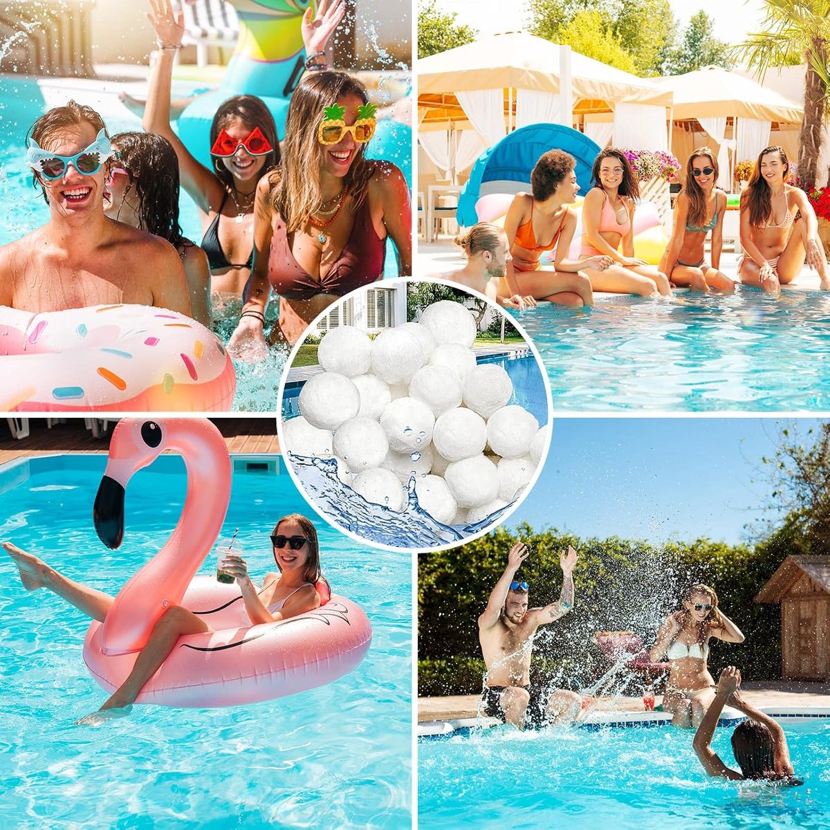1,1 lb zandfilterpomp - Filterballen voor zwembaden - Herbruikbare zwembadballen - Vervangend filterzand voor zwembaden - Zandfilterballen voor zwembaden - Filter voor badballen - Aquariummedia - Wit – foto 2