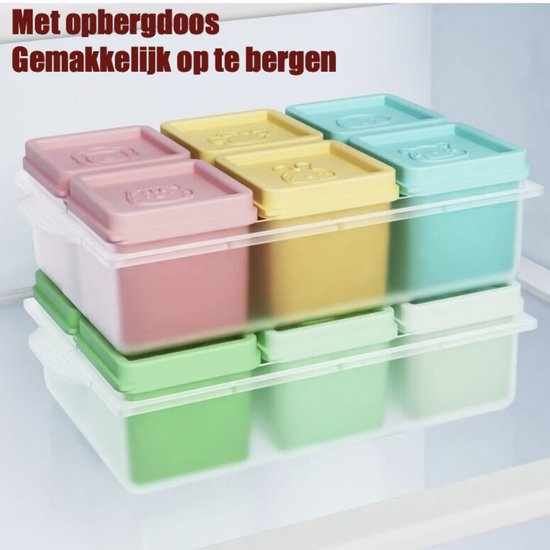 ZYLARO Babyvoeding bewaarbakjes set - 6x110ml siliconen baby bakjes met deksel - Magnetron & vaatwasmachinebestendige - Moedermelk bewaren - Diepvriesbakjes - 100% BPA vrij - Groen/licht Groen set van Merkloos — afbeelding 4