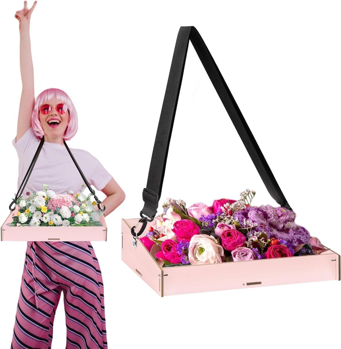 Inovra Plus - Buikwinkel JGA roos decoratie houten bruidsteam - Vrijgezellenfeest spelletjes - Promotie - 40 x 26 x 105 cm