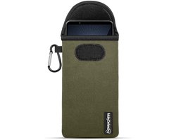 MobyDefend Hoesje - Geschikt voor Sony Xperia 1 VII - Neopreen Pouch Met Karabijnhaak - Insteek - Riemlus - Groen