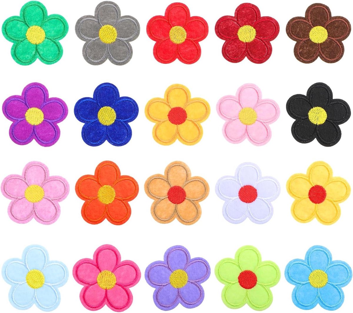 Allecto Plus - 20 stuks Bloemen Patches om op te Strijken - DIY Kunsthandwerk Accessoires voor Kleding en Tassen