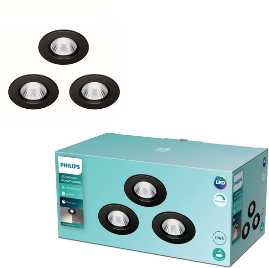 Philips Dive badkamer inbouwspot - zwart - 5 W - 3 pack
