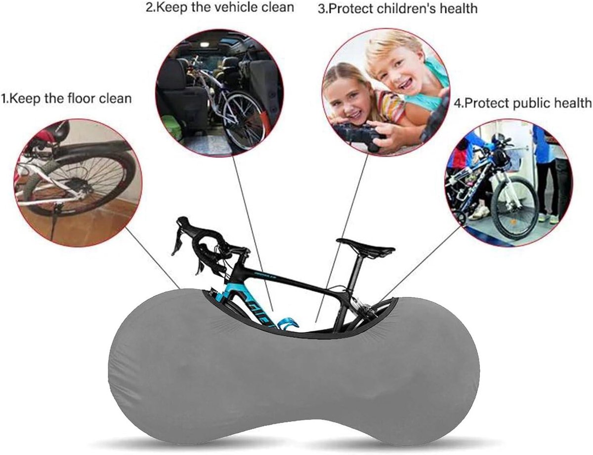 Allecto Plus - Beschermhoes voor fiets - Waterdichte fietshoes - Stofbescherming - Fietsband stretch - Mountainbike cover - Zwart