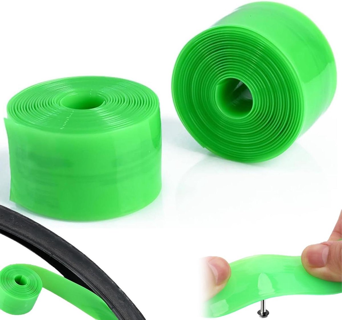 Allecto Plus - Fietsbandafdekking voor lekbescherming | Set van 2 | Groen | Geschikt voor 12-29 inch fietsen