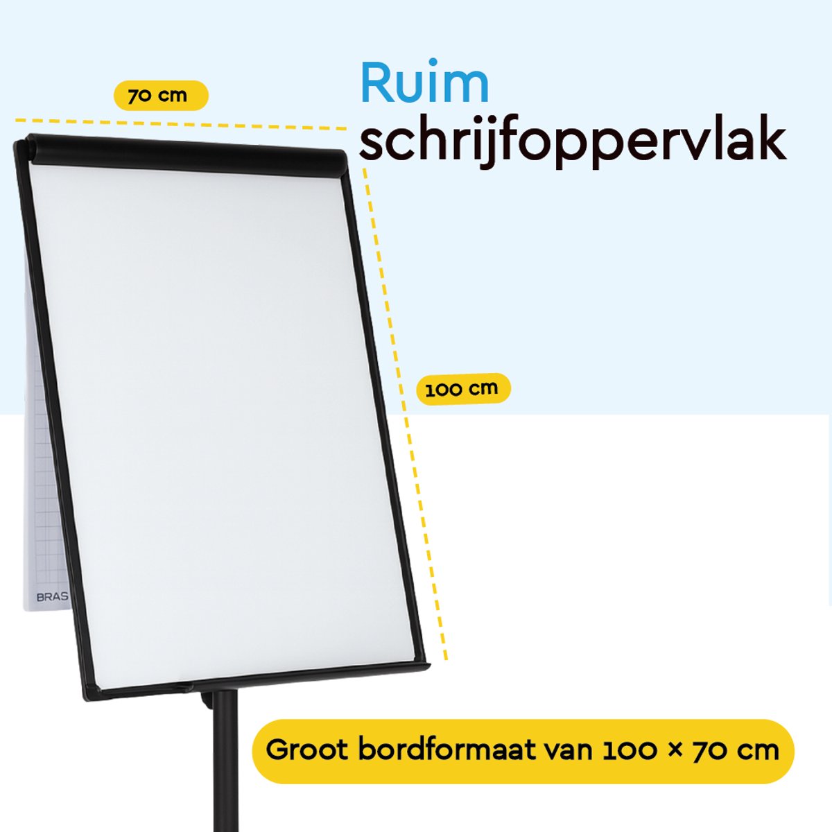 BRASQ Flipover Verrijdbaar - Verstelbaar Whiteboard - Zwart thumbnail 2