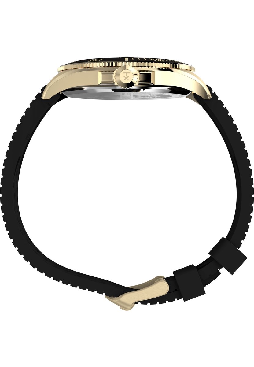 Timex Harborside Coast Quartz Analoog Horloge Zwart Kast: 100% Loodarm Messing | Armband: 100% Synthetisch Rubber 43 TW2Y05000AJ, TW2Y05300AJ