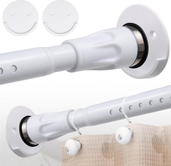 Harrms 28mm Douchegordijn Stok Wit 109-187cm - Verstelbaar En Stevig