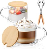 Geïsoleerde dubbelwandige glazen koffiemokken met handvat set - België
